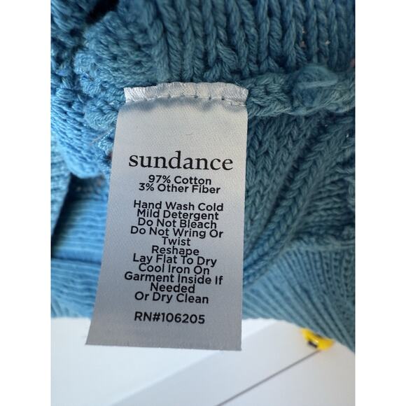 Sundance Rita Easy Cable Knit Blue Sweater Women's M Boho Cottagecore Fisherman - Picture 4 of 8